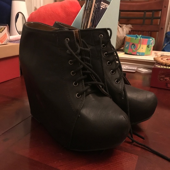 Shoes - ❌SOLD❌Sexy Faux Leather High-Heel Wedges